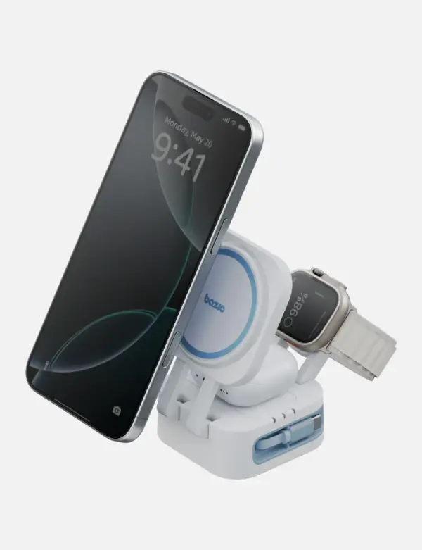 BAZIC GOMAG STATION MINI | 3IN 1 FOLDABLE MAGNETIC WIRLESS CHARGER | 80CM